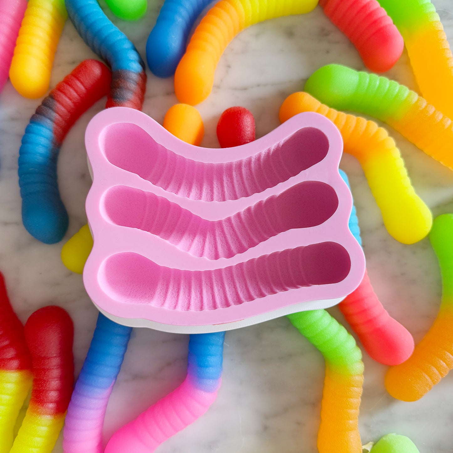 5" Sour Gummy Worms Silicone Mold