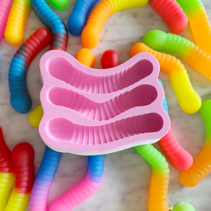 5" Sour Gummy Worms Silicone Mold